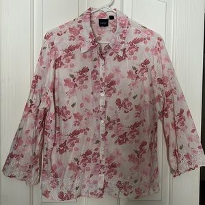 Sonoma 3/4 sleeve button down Lg pink
